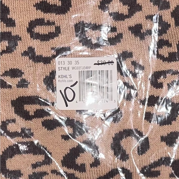 Croft & Barrow Tan and Black Leopard Print Sweater - Picture 2 of 2